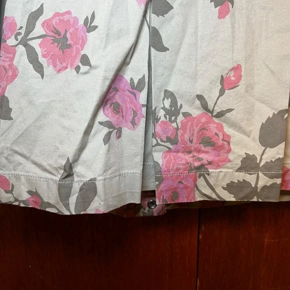 Lane Bryant Army Green Coat – Rose Pattern, Zip & Button Front - Picture 6 of 7